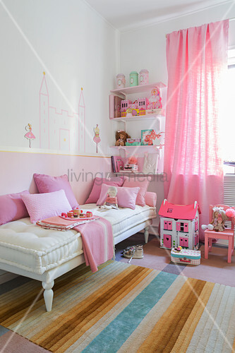 Pink Girl S Bedroom With Two Tone Wall Buy Image