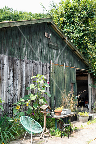 Old Barn Green Chair Bird Table And Buy Image 12535164