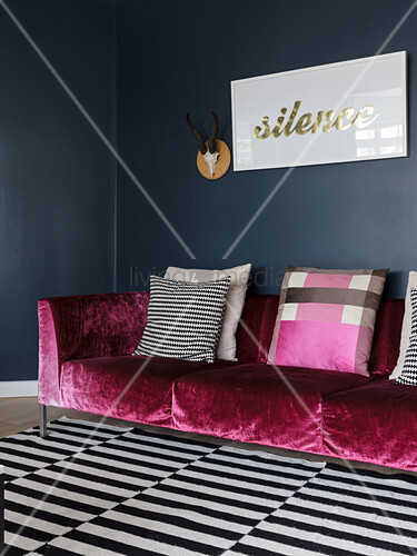 Pink Velvet Couch With Ter Cushions Image 12547906 - Pink Black And White Striped Rug Pink Velvet Couch With Ter Cushions Image 12547906 - Pink Black And White Striped Rug