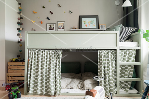 Loft Bed With Curtains Screening Cosy Buy Image 12550786