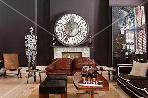 Large Clock Above Fireplace In Living Buy Image 12597830