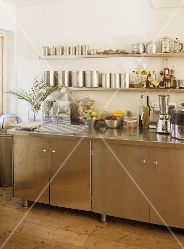 Kitchen With Stainless Steel Cupboard Buy Image 00709728